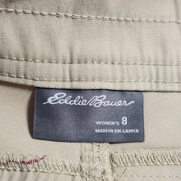 Eddie Bauer Women 8 Khaki Rolled Hem Bermuda Shorts Nylon Stretch Hiking 1751714 - Picture 7 of 9